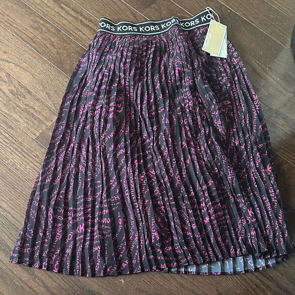 Michael Kors Black and Pink Graphic A-Line Skirt